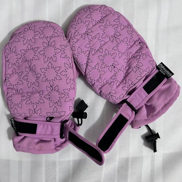 Girls Pink & Light Purple Hat & Mitten Set - Picture 3 of 10